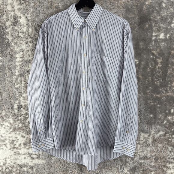 Van Heusen Size L 16-16.5 Striped Cotton Blend Shirt Long Sleeve Collar - Picture 1 of 8